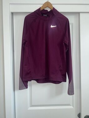 Nike Half-Zip Performance Top - Burgundy with White Swoosh